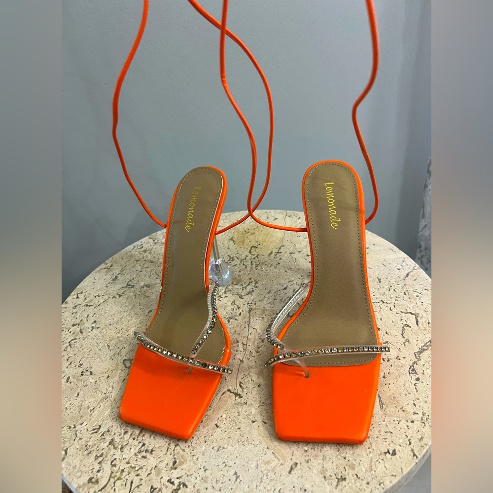 Price Recently Reduced!! 🧡🔥Lemonade brand orange wrap strap heels